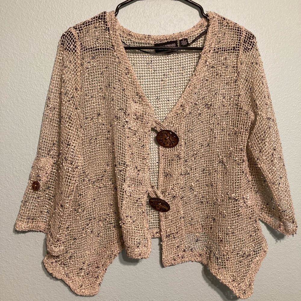 Nina Leonard Cream Chunky Knit Cardigan Relaxed Fit